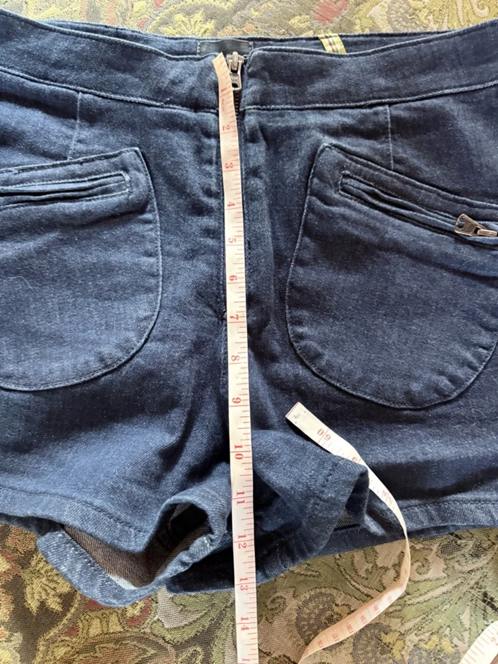 Anthropologie Dark Blue Denim Zip-Front Shorts - Picture 5 of 5